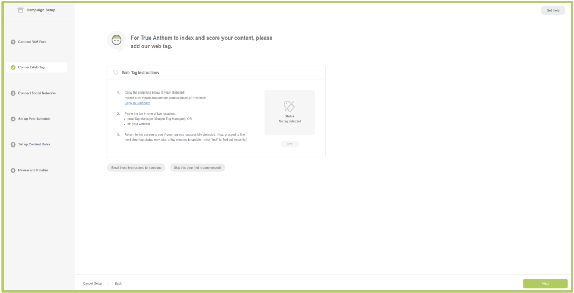 Using the Campaign Onboarding Wizard – True Anthem